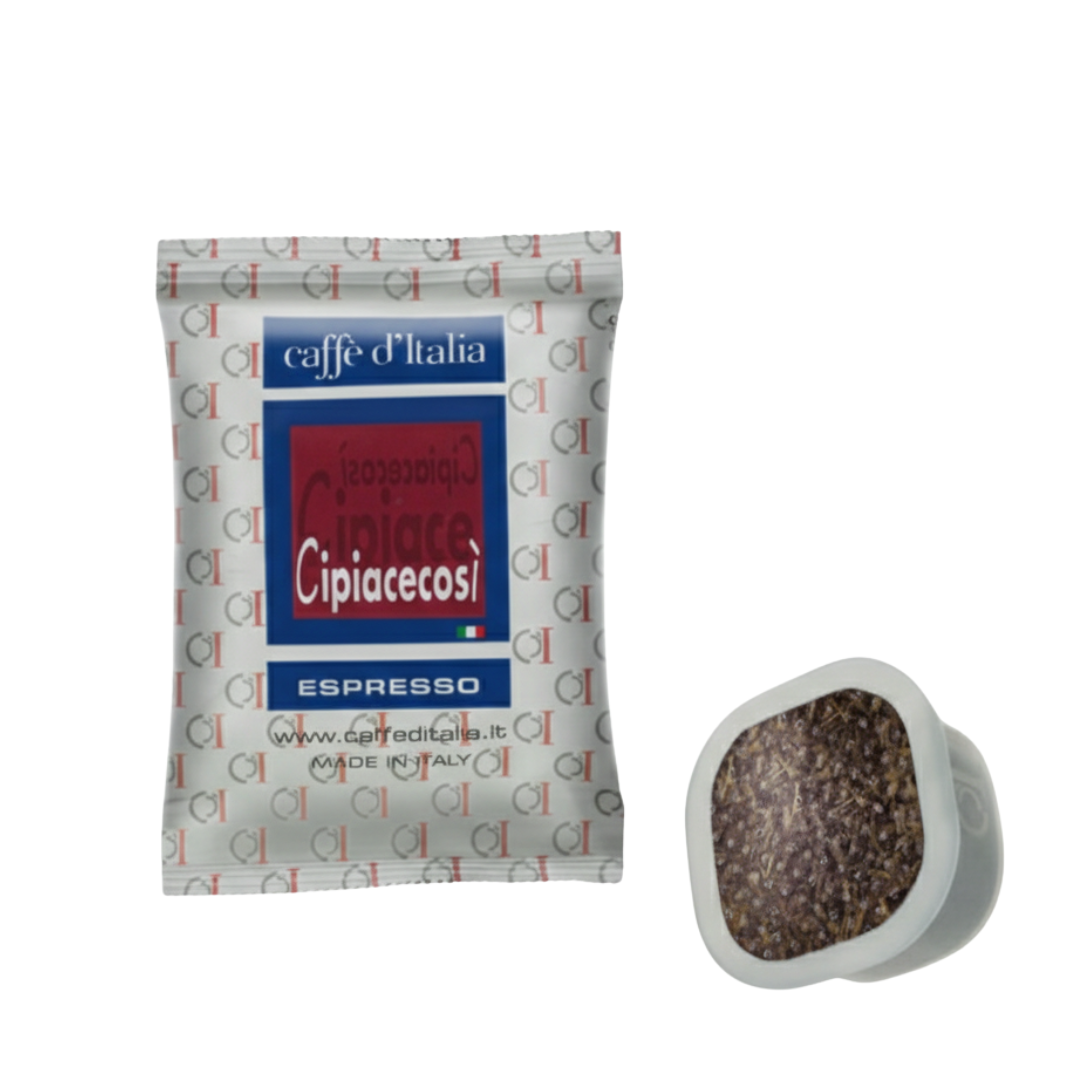 Square Capsule Espresso Coffee Cipiacecosi with 100 capsules - Caffe D'Italia