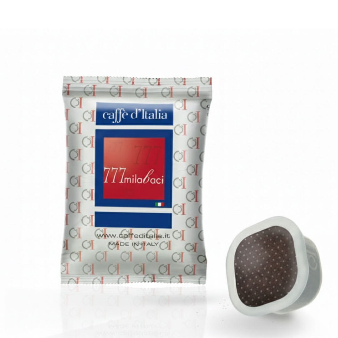 Square Capsule Espresso Coffee 777 Milla Baci with 100 capsules - Caffe D'Italia