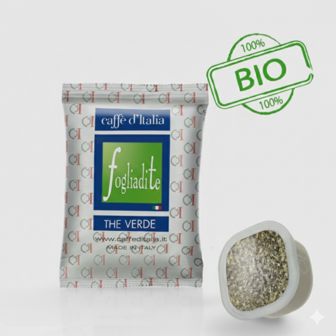 Square Capsule Tea green fogliadite with 50 capsules- Cafee D'Italia