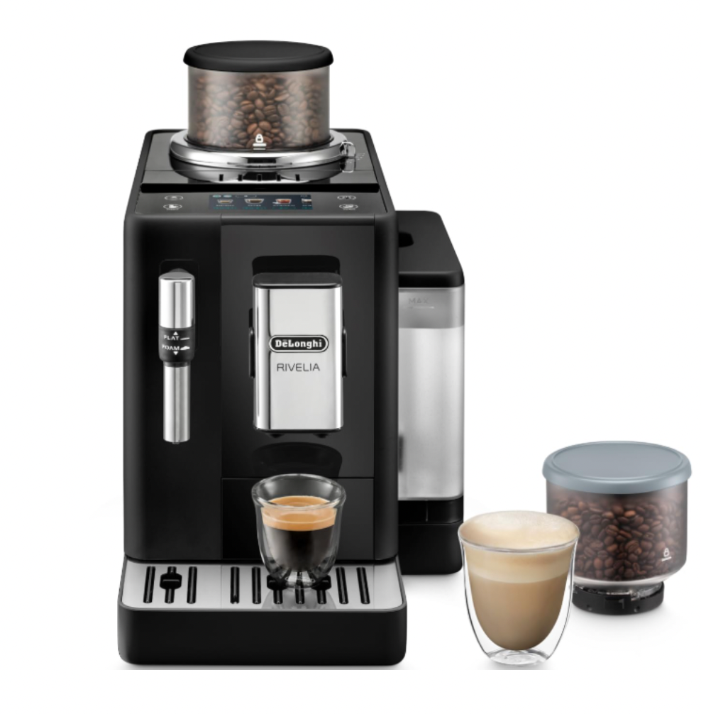 Delonghi Rivelia Manual Milk Frother Bean to Cup Machine - Onyx Black