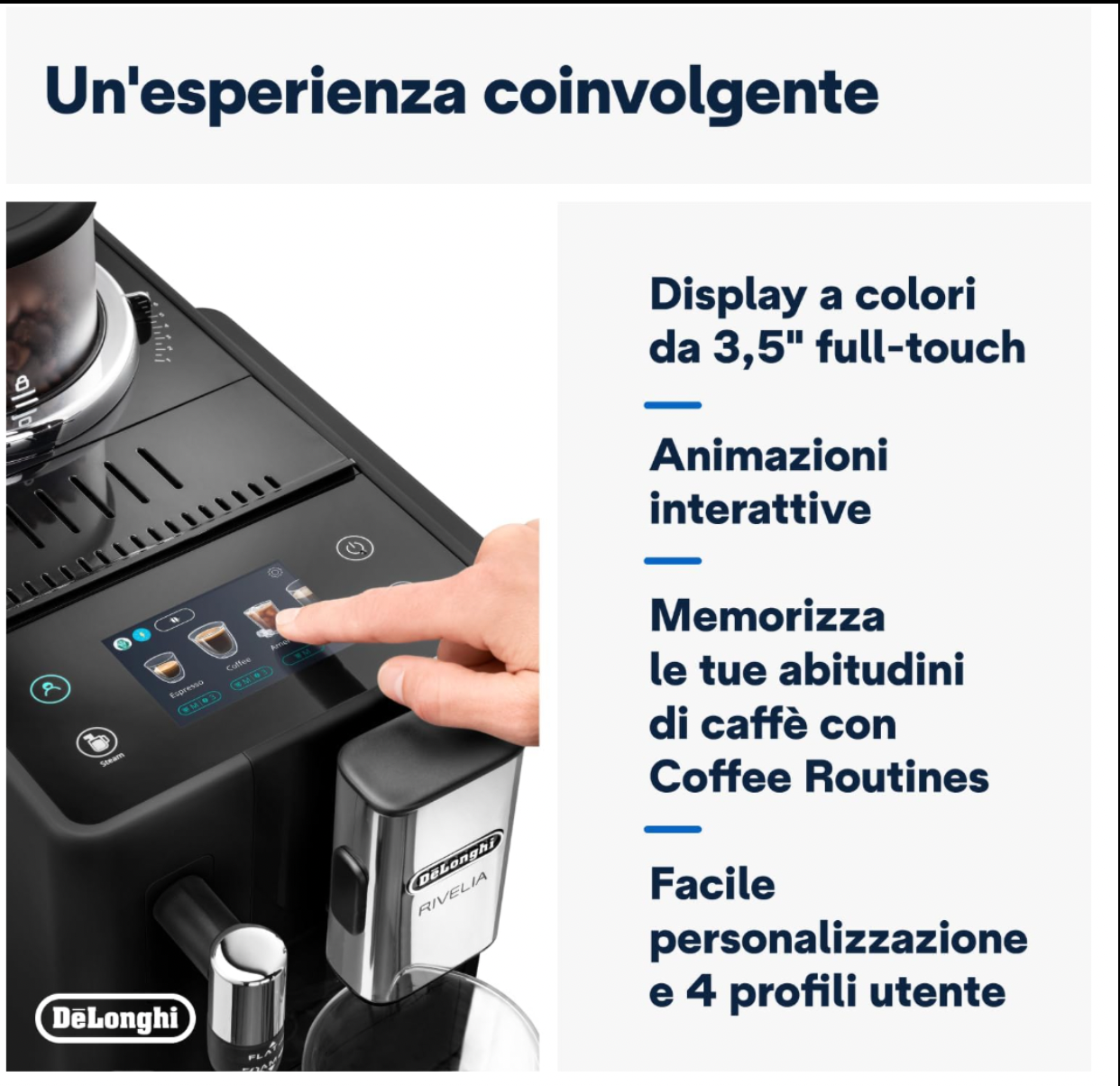Delonghi Rivelia Manual Milk Frother Bean to Cup Machine - Onyx Black