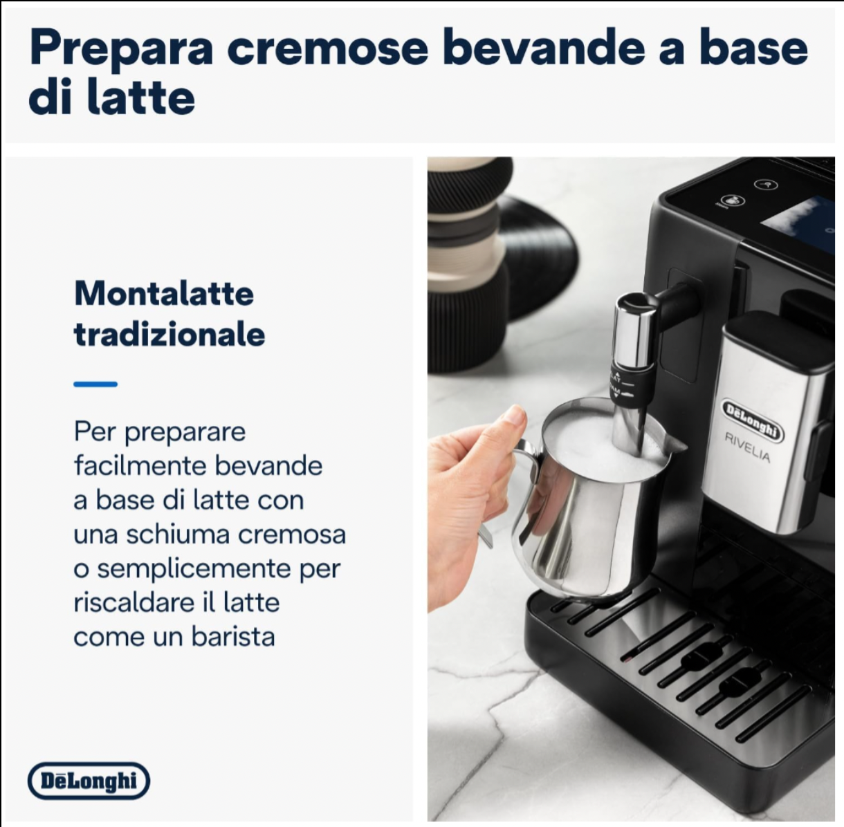 Delonghi Rivelia Manual Milk Frother Bean to Cup Machine - Onyx Black