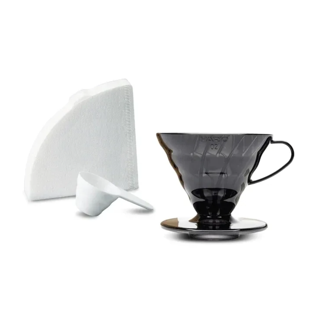 Hario V60 Coffee Dripper Set Transparent Black (Size 02)