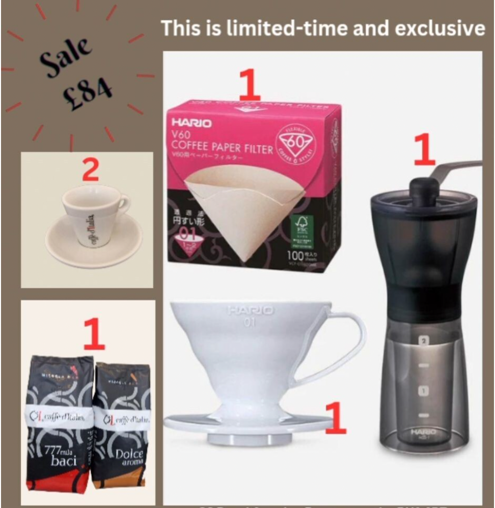 Hario Mini Mill Plus V60 Starter Kit Size 01 (White)
