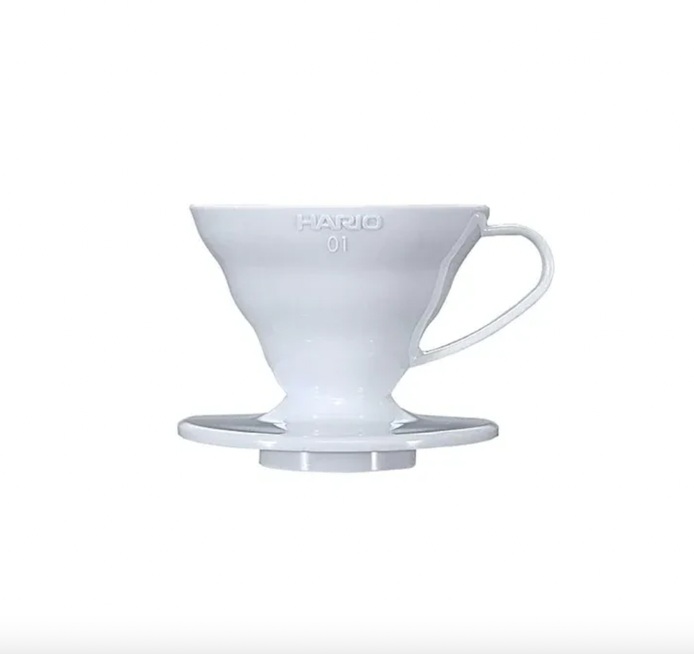 Hario V60 Plastic Coffee Dripper – Size 01 | White, Black & Clear