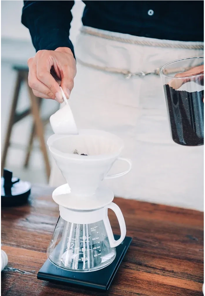 Hario V60 Plastic Coffee Dripper – Size 01 | White, Black & Clear