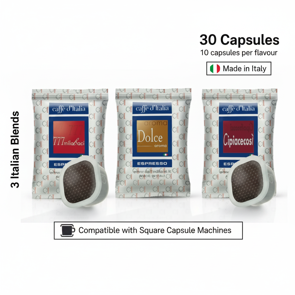 Square Capsule | Tasting Selection 30 Capsules | Caffè D'Italia — 3 Italian Blends