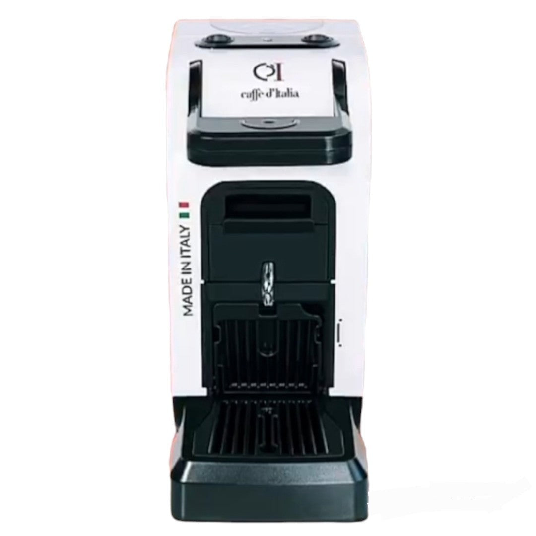 Caffe D'Italia UK - CoffeHome BIRBA white and black compact capsule coffee machine with Made in Italy branding