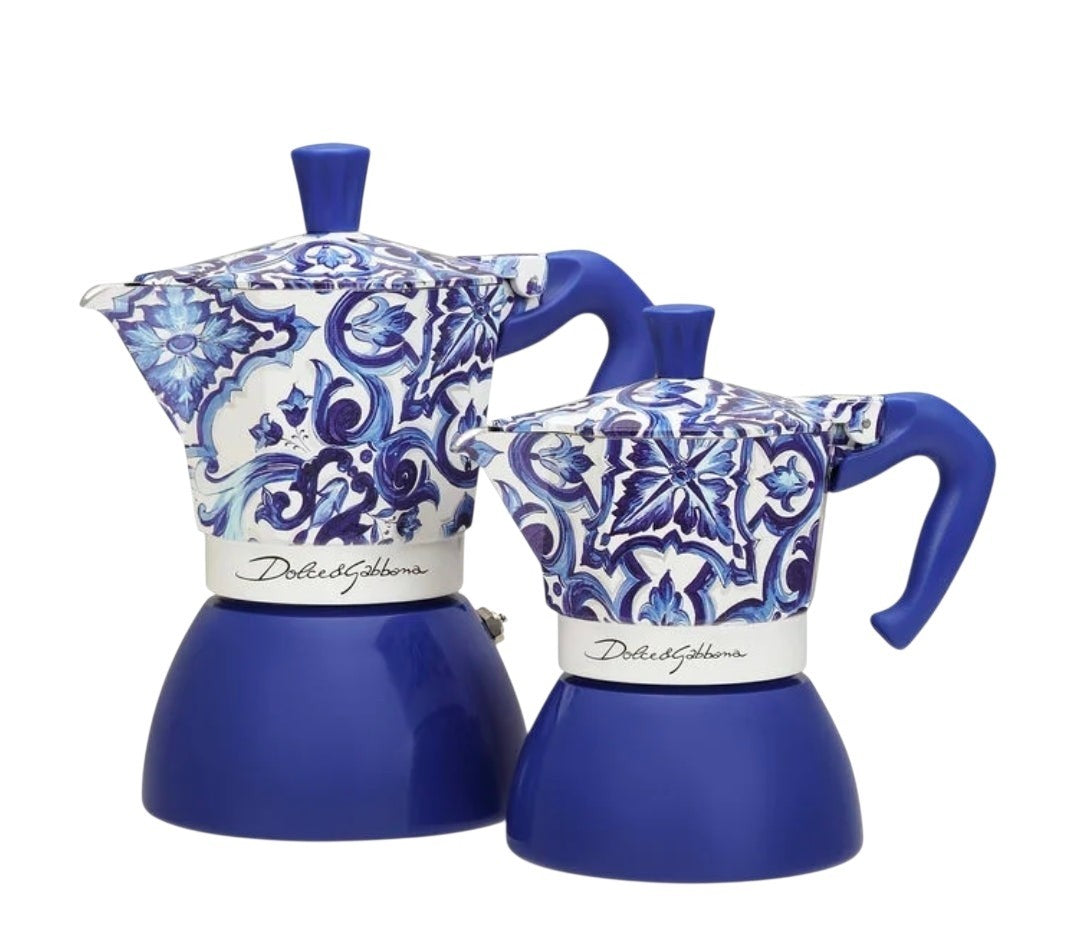 Caffe D'Italia UK - CoffeHome Dolce&Gabbana Bialetti Moka Express stovetop coffee makers in blue and white majolica print