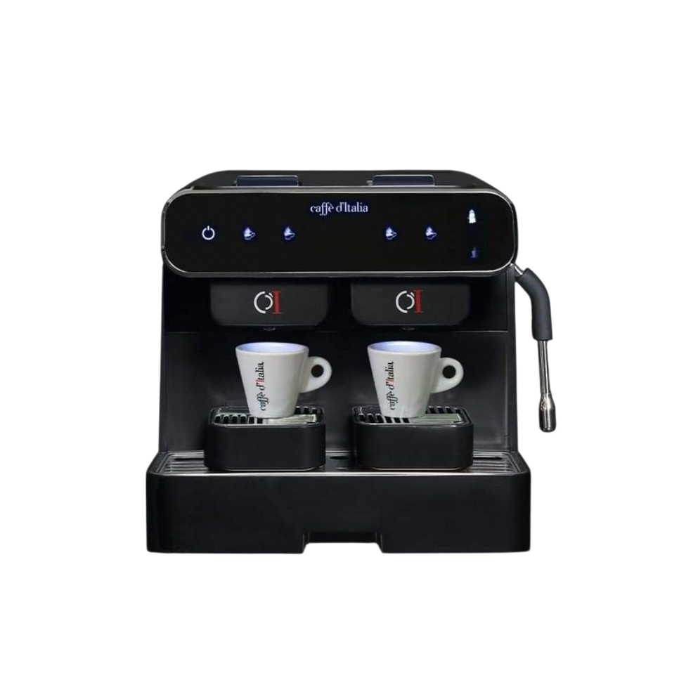 Caffe D'Italia UK - CoffeHome DUO capsule coffee machine in black with dual brewing heads and professional steam wand