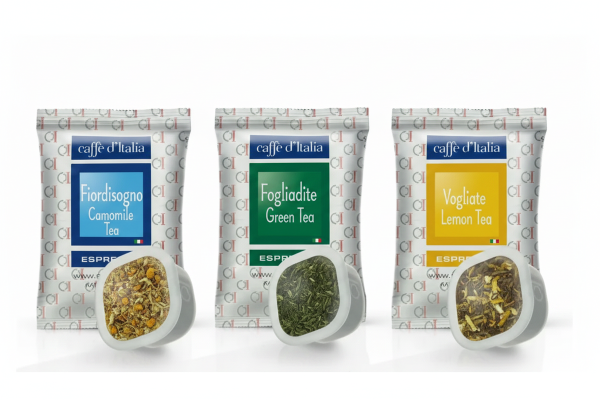 Square Capsule Tea Tasting Selection - Camomile, Green Tea & Lemon Tea